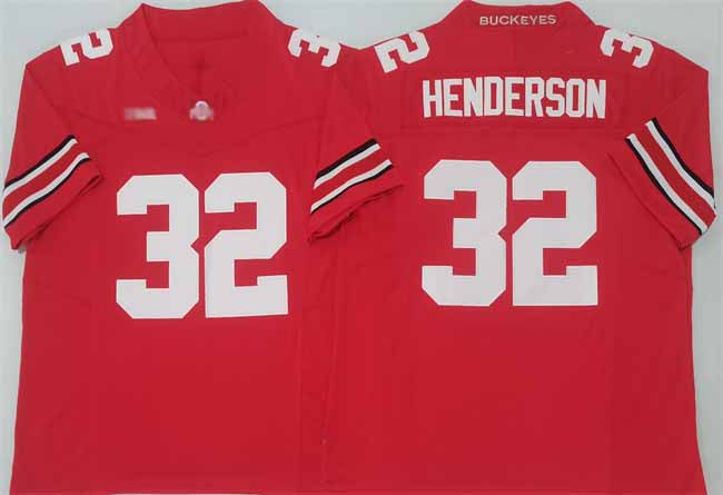 O.State Buckeyes #32 TreVeyon Henderson Red 2025 F.U.S.E. Limited Stitched American College Jerseys