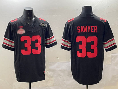 O.State Buckeyes #33 Jack Sawyer Black 2025 CFP Final With National Champions Patch F.U.S.E. Vapor Limited Stitched Football American College Jerseys