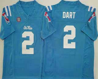 O.Miss Rebels #2 Jaxson Dart Light Blue 2025 FUSE College Football American College Jerseys
