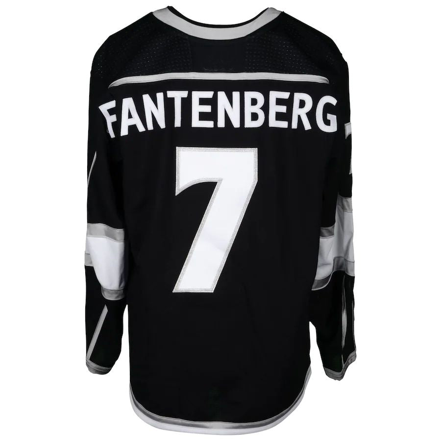 LA.Kings #7 Oscar Fantenberg Fanatics Authentic Game-Used Black Jersey from the 2018 Playoffs Black Stitched American Hockey Jerseys CustomName