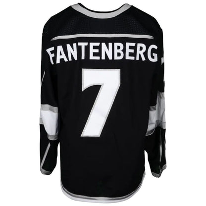 LA.Kings #7 Oscar Fantenberg Fanatics Authentic Game-Used Black Jersey from the 2018 Playoffs Black Stitched American Hockey Jerseys CustomName