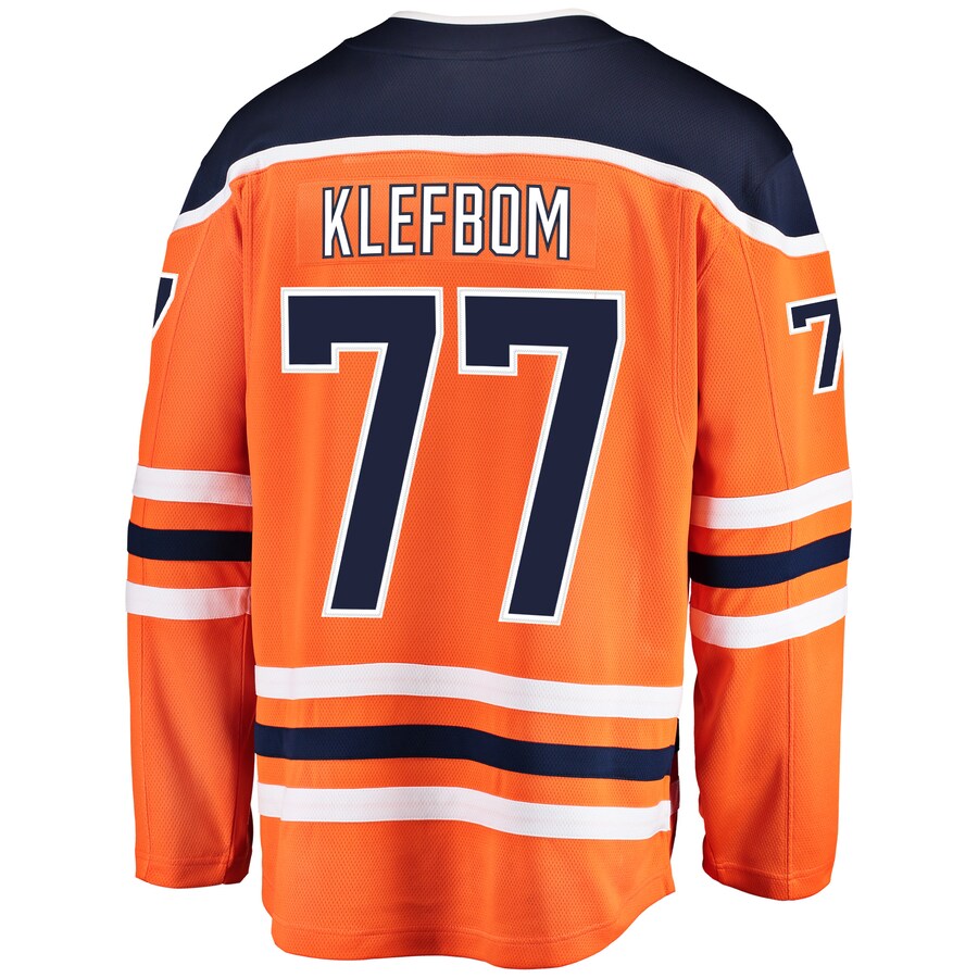 E.Oilers #77 Oscar Klefblom Fanatics Branded Breakaway Player Jersey  Orange Stitched American Hockey Jerseys CustomName