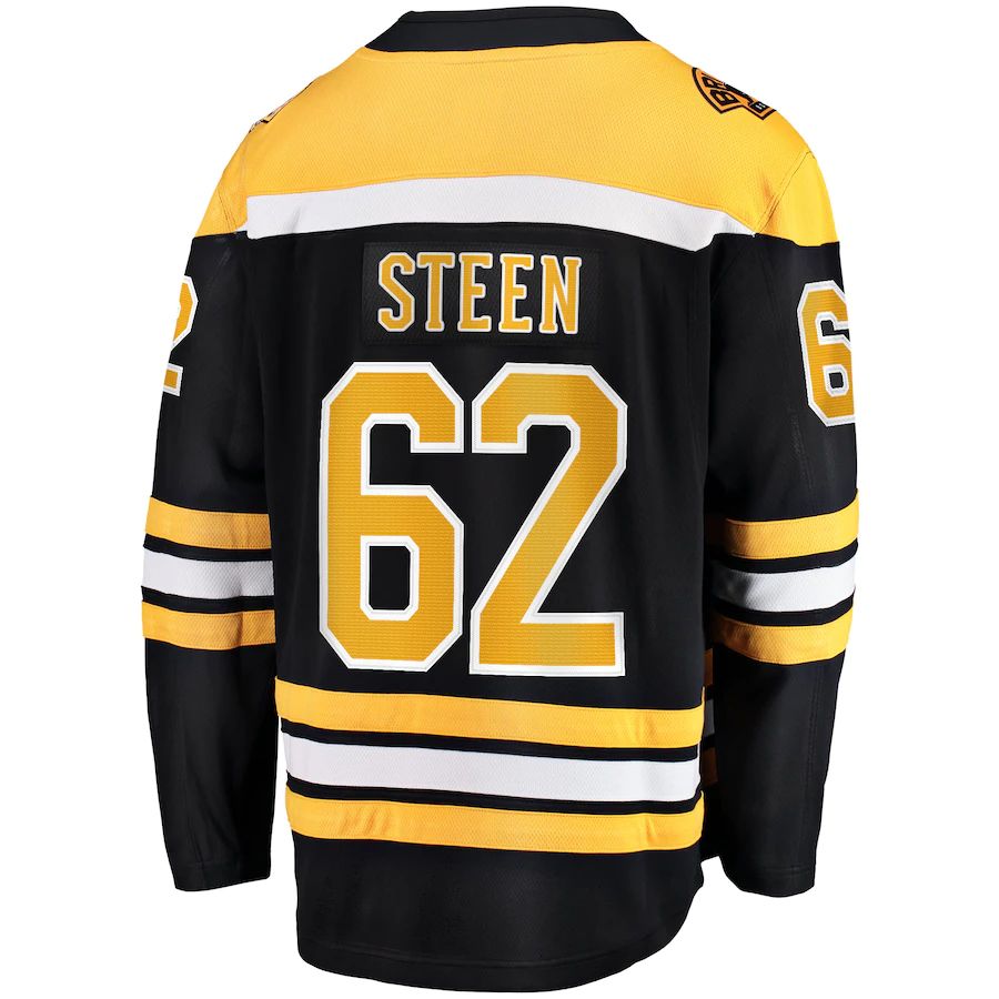 B.Bruins #62 Oskar Steen Fanatics Branded Home Breakaway Player Jersey Black Stitched American Hockey Jerseys CustomName