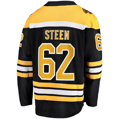 B.Bruins #62 Oskar Steen Fanatics Branded Home Breakaway Player Jersey Black Stitched American Hockey Jerseys CustomName