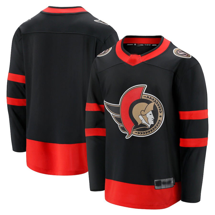 O.Senators Fanatics Branded 2020-21 Home Breakaway Jersey Black Stitched American Hockey Jerseys CustomName