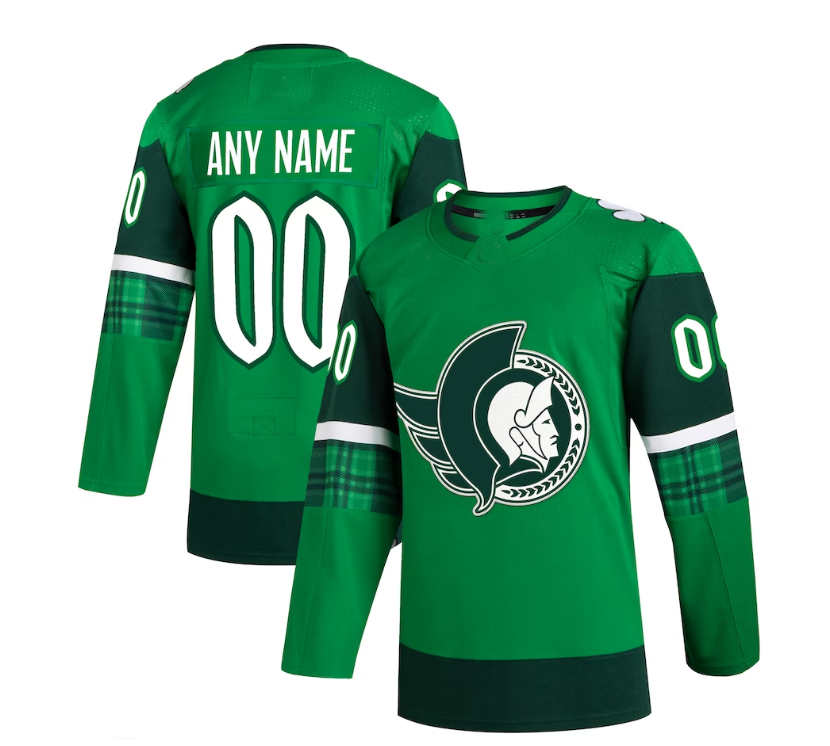 Custom O.Senators 2023 St. Patrick's Day Primegreen Authentic Jersey - Kelly Green Stitched American Hockey Jerseys CustomName
