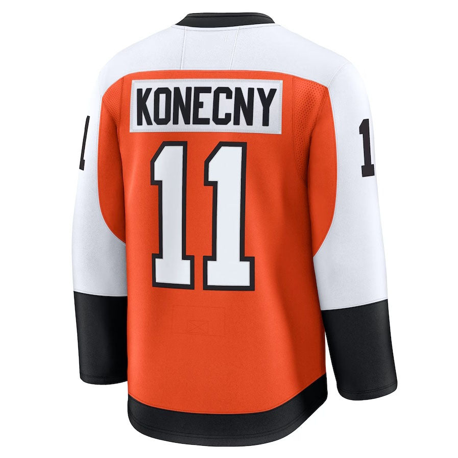 P.Flyers #11 Travis Konecny Fanatics Home Premium Jersey - Burnt Orange Stitched American Hockey Jerseys CustomName