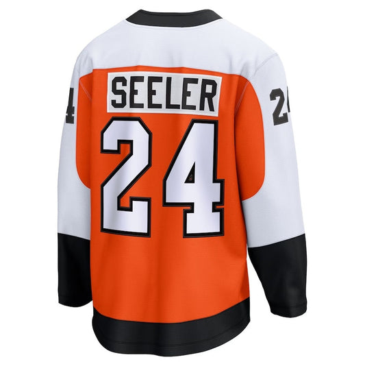 P.Flyers #24 Nick Seeler Fanatics Home Breakaway Jersey - Orange Stitched American Hockey Jerseys CustomName