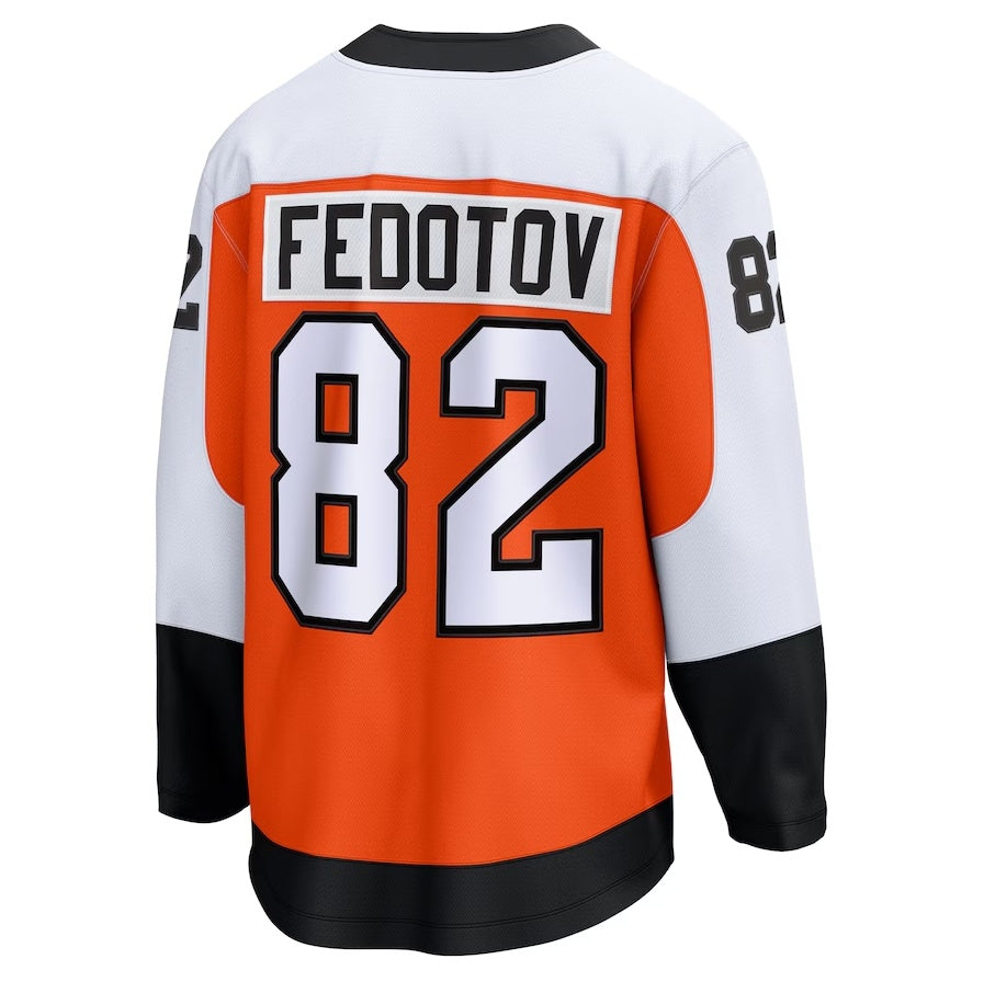 P.Flyers #82 Ivan Fedotov Fanatics Home Premier Breakaway Player Jersey - Orange Stitched American Hockey Jerseys CustomName
