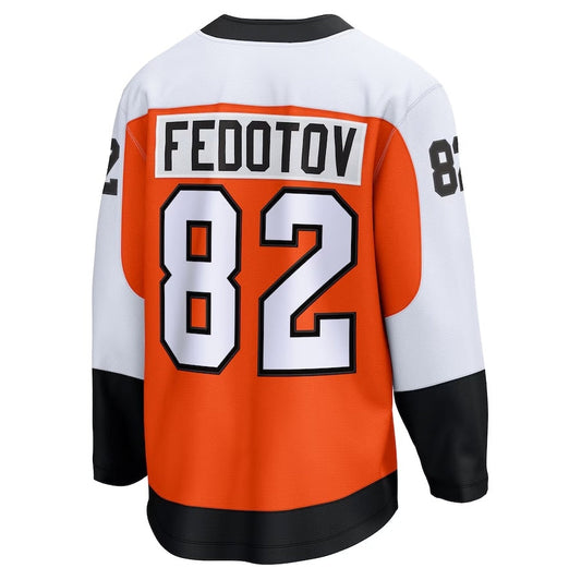 P.Flyers #82 Ivan Fedotov Fanatics Home Premier Breakaway Player Jersey - Orange Stitched American Hockey Jerseys CustomName