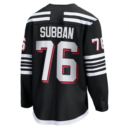 NJ.Devils #76 P.K. Subban Fanatics Branded Alternate Premier Breakaway Player Jersey Black Stitched American Hockey Jerseys CustomName
