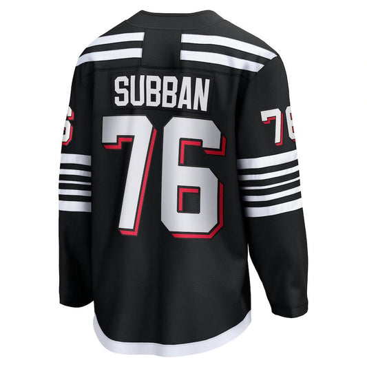 NJ.Devils #76 P.K. Subban Fanatics Branded Alternate Premier Breakaway Player Jersey Black Stitched American Hockey Jerseys CustomName