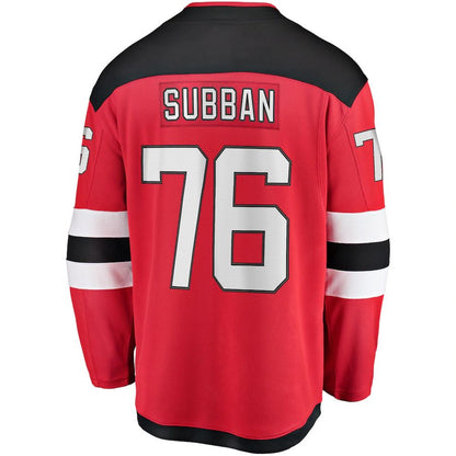 NJ.Devils #76 P.K. Subban Fanatics Branded Premier Breakaway Player Jersey Red Stitched American Hockey Jerseys CustomName