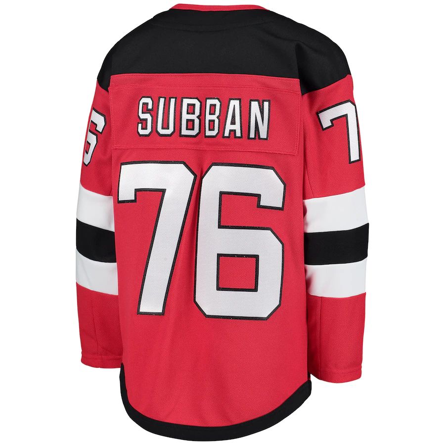 NJ.Devils #76 P.K. Subban Home Premier Player Jersey Red Stitched American Hockey Jerseys CustomName