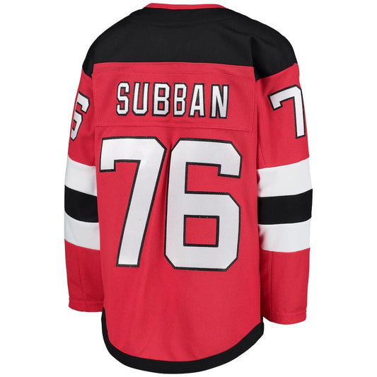 NJ.Devils #76 P.K. Subban Home Premier Player Jersey Red Stitched American Hockey Jerseys CustomName