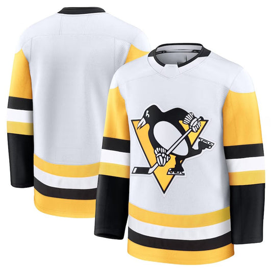 P.Penguins Fanatics Away Premium Jersey - White Stitched American Hockey Jerseys CustomName