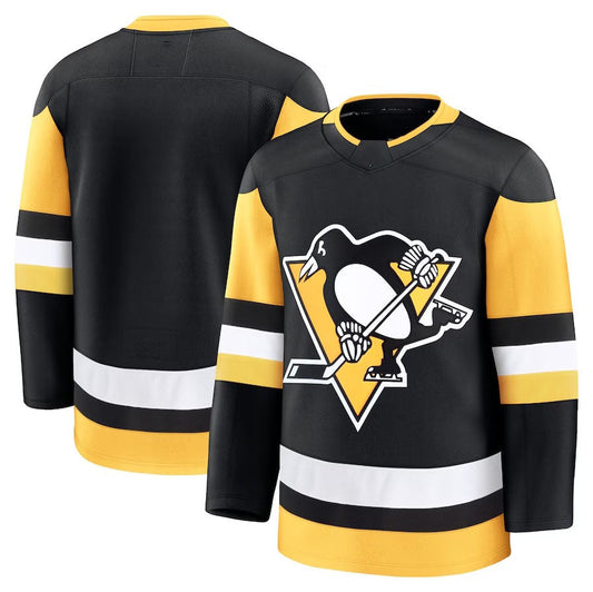 P.Penguins Fanatics Home Premium Jersey - Black Stitched American Hockey Jerseys CustomName