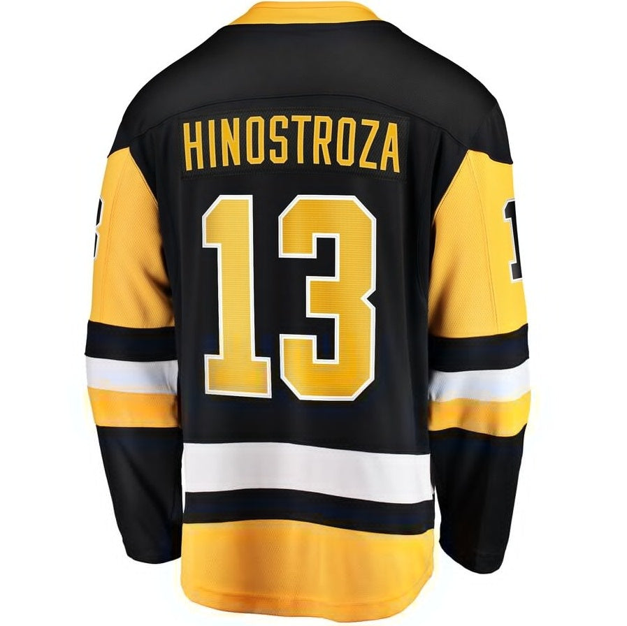 P.Penguins #13 Vinnie Hinostroza Fanatics Home Breakaway Jersey - Black Stitched American Hockey Jerseys CustomName