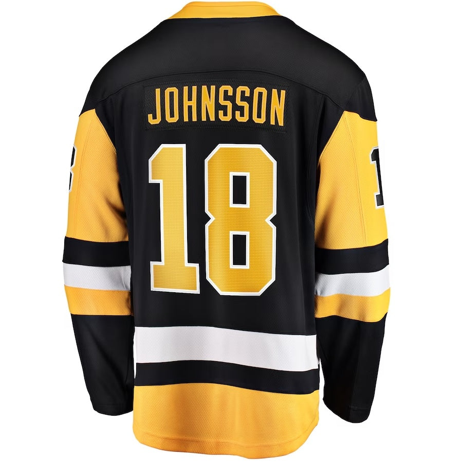 P.Penguins #18 Andreas Johnsson Fanatics Home Breakaway Jersey - Black Stitched American Hockey Jerseys CustomName