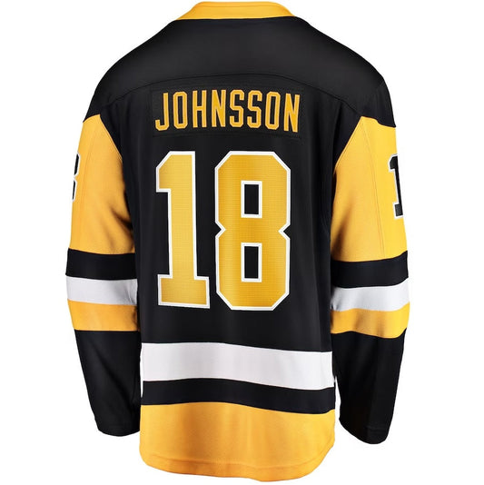 P.Penguins #18 Andreas Johnsson Fanatics Home Breakaway Jersey - Black Stitched American Hockey Jerseys CustomName