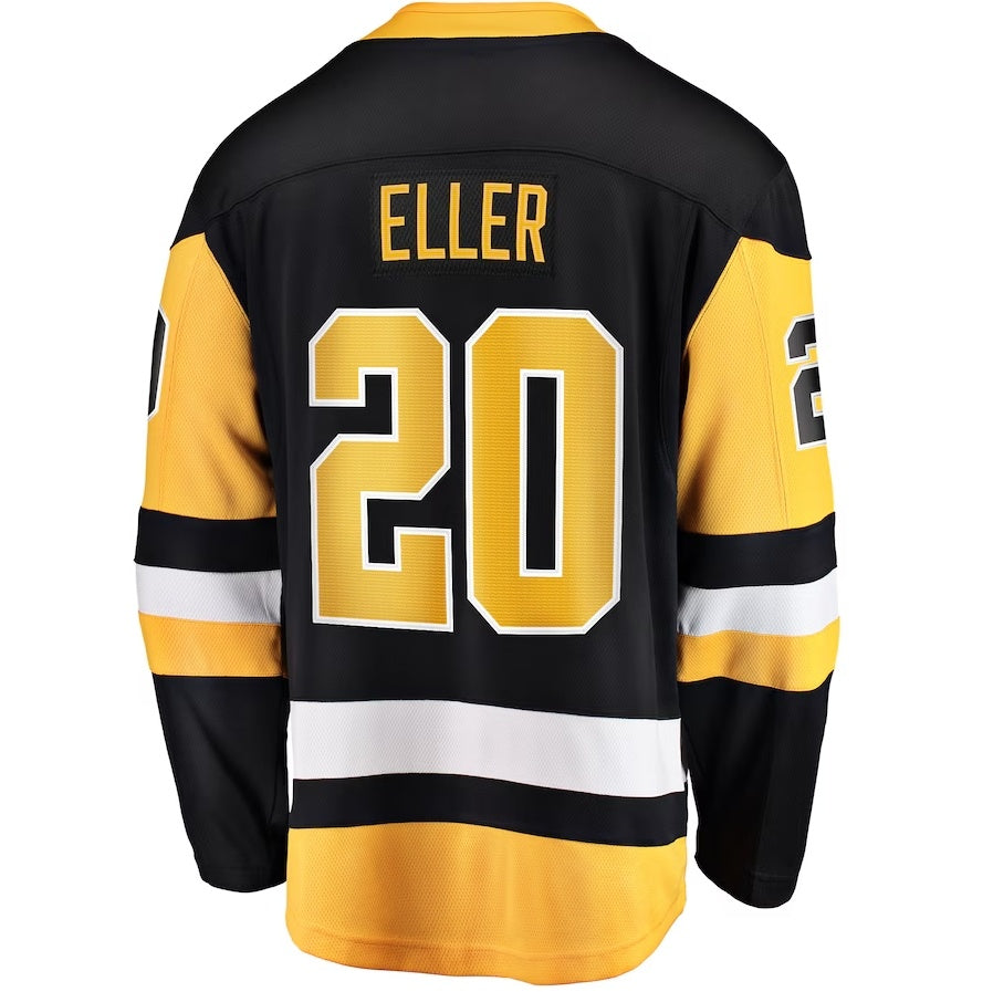 P.Penguins #20 Lars Eller Fanatics Home Breakaway Jersey - Black Stitched American Hockey Jerseys CustomName