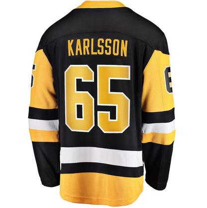 P.Penguins #65 Erik Karlsson Fanatics Home Breakaway Jersey - Black Stitched American Hockey Jerseys CustomName