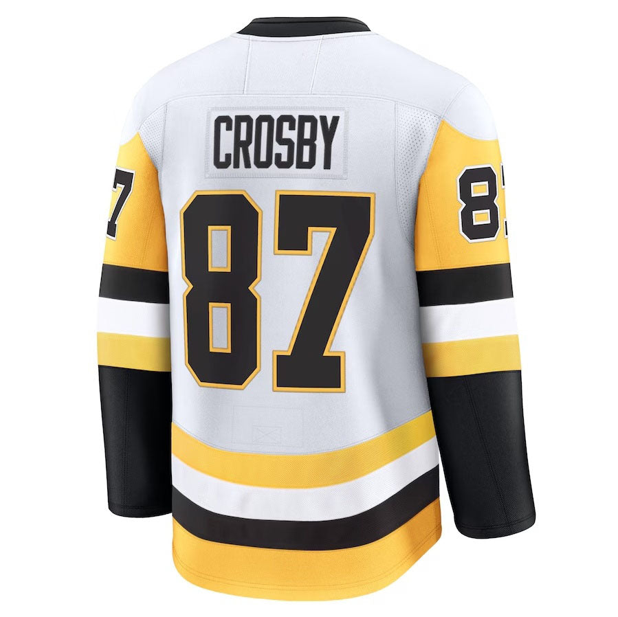 P.Penguins #87 Sidney Crosby Fanatics Away Premium Jersey - White Stitched American Hockey Jerseys CustomName