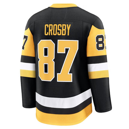 P.Penguins #87 Sidney Crosby Fanatics Home Premium Jersey - Black Stitched American Hockey Jerseys CustomName
