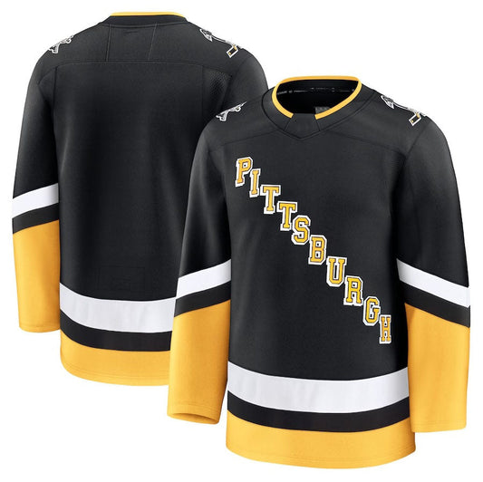P.Penguins Fanatics Alternate Premium Jersey - Black Stitched American Hockey Jerseys CustomName