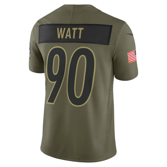 P.Steelers #90 T.J. Watt Olive 2025 Salute to Service Limited Stitched American Football Jerseys CustomName