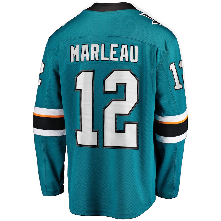SJ.Sharks #12 Patrick Marleau Fanatics Branded Replica Player Jersey  Teal Stitched American Hockey Jerseys CustomName