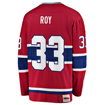 M.Canadiens #33 Patrick Roy Fanatics Branded Premier Breakaway Retired Player Jersey Red Stitched American Hockey Jerseys CustomName