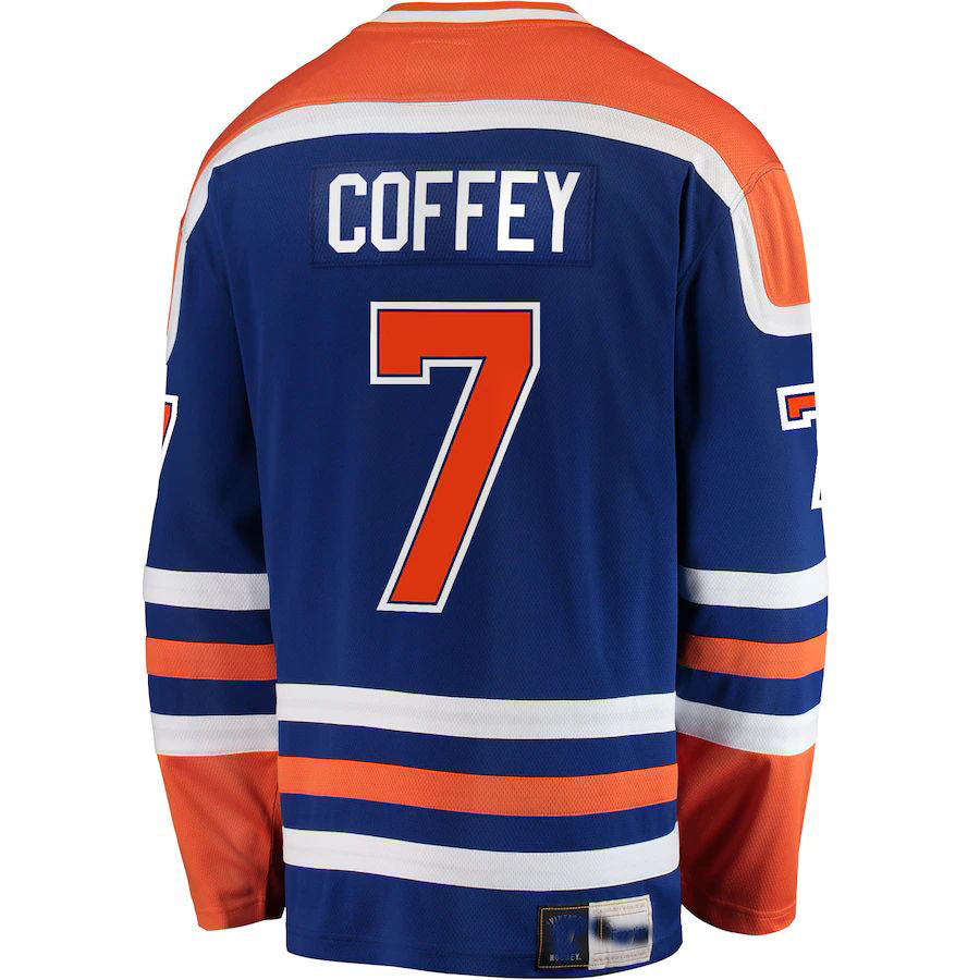 E.Oilers #7 Paul Coffey Fanatics Branded Premier Breakaway Retired Player Jersey  Blue Stitched American Hockey Jerseys CustomName