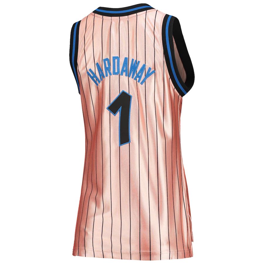 O.Magic #1 Penny Hardaway Mitchell & Ness Women's 75th Anniversary Rose Gold 1993 Swingman Jersey Pink Stitched American Basketball Jersey