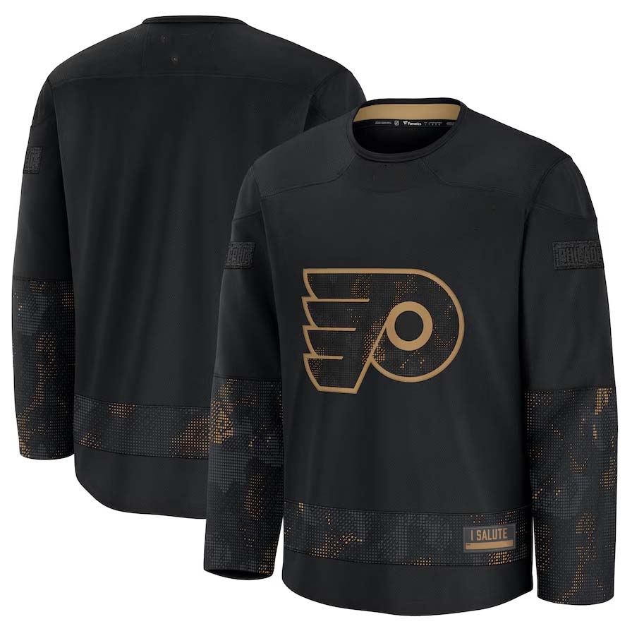 P.Flyers Fanatics 2024 Military Appreciation Practice Jersey - Black Stitched American Hockey Jerseys CustomName
