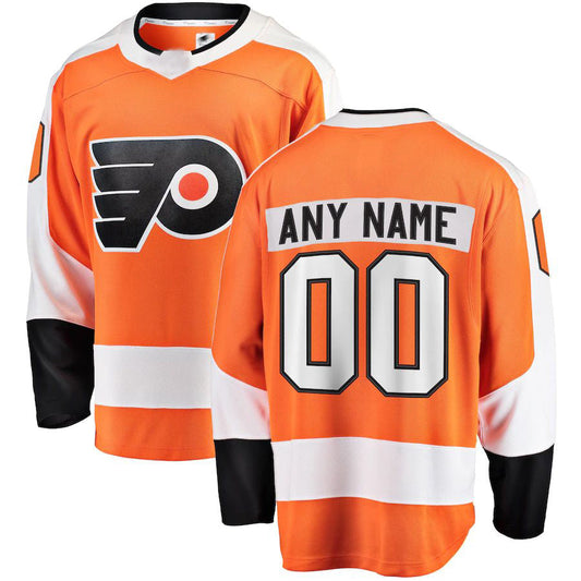 Custom P.Flyers Fanatics Branded Home Breakaway  Orange Stitched American Hockey Jerseys CustomName
