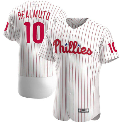 Philadelphia Phillies #10 J.T. Realmuto White Home Authentic Player Jersey Baseball Jerseys