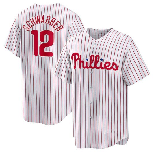 Philadelphia Phillies #12 Kyle Schwarber Replica Player Jersey - White Stitched Baseball Jersey