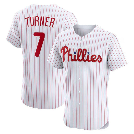 Philadelphia Phillies #7 Trea Turner Home Elite Jersey - White Stitched Baseball Jersey
