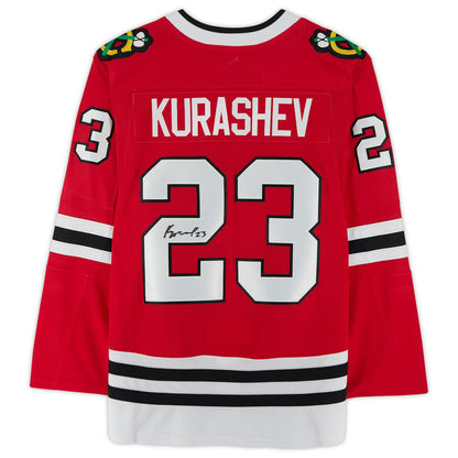 C.Blackhawks #23 Philipp Kurashev Fanatics Authentic Autographed Jersey Red Stitched American Hockey Jerseys CustomName