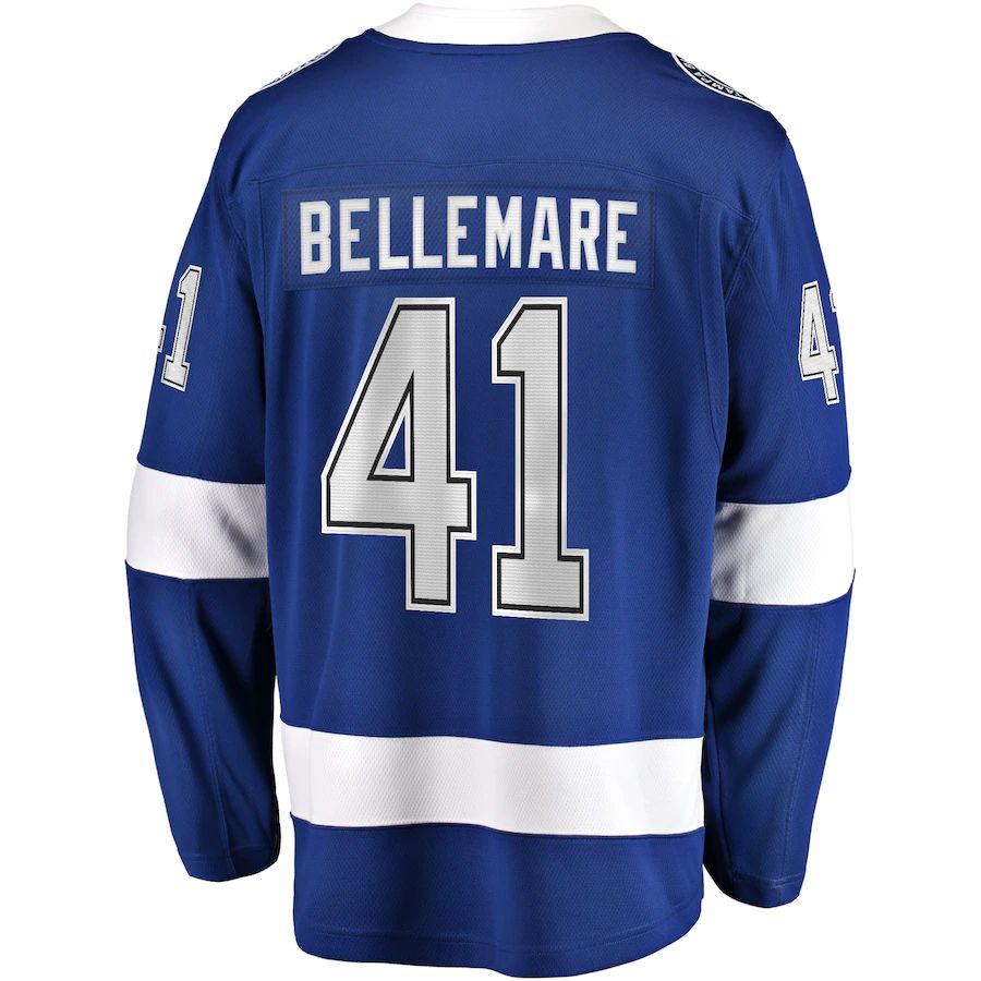 TB.Lightning #41 Pierre-Edouard Bellemare Fanatics Branded Home Breakaway Player Jersey Blue Stitched American Hockey Jerseys CustomName