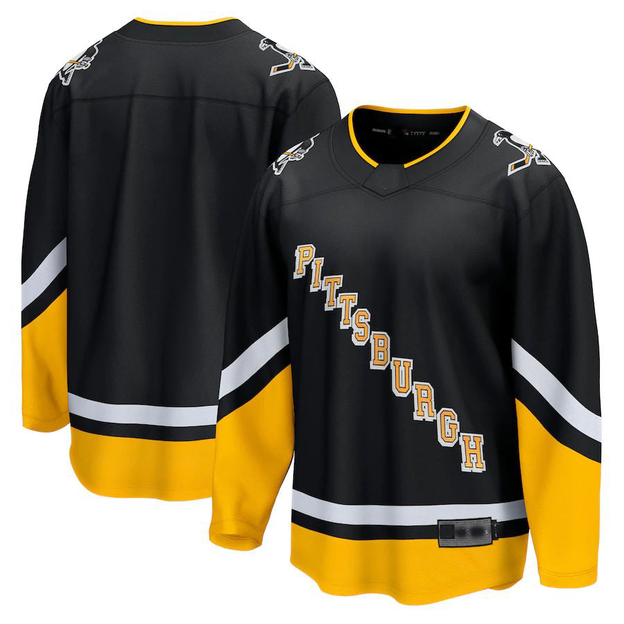 P.Penguins Fanatics Branded 2021-22 Alternate Premier Breakaway Jersey Black Stitched American Hockey Jerseys CustomName