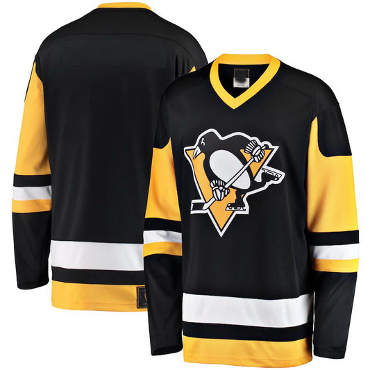 P.Penguins Fanatics Branded Premier Breakaway Heritage Blank Jersey Black Stitched American Hockey Jerseys CustomName