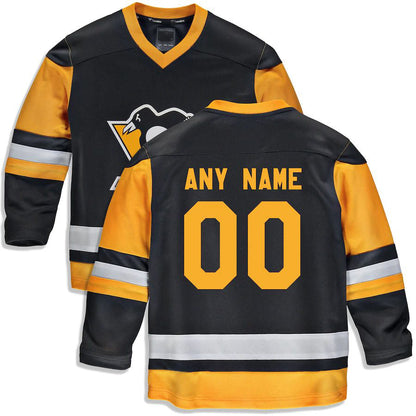 Custom P.Penguins Fanatics Branded Home Replica Custom Jersey Black Stitched American Hockey Jerseys CustomName