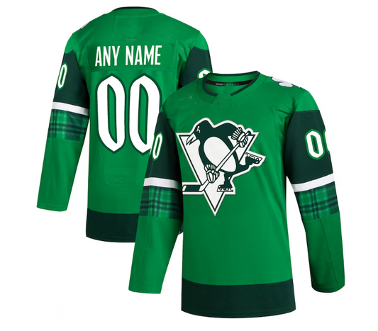 Custom P.Penguins 2023 St. Patrick's Day Primegreen Authentic Jersey - Kelly Green Stitched American Hockey Jerseys CustomName