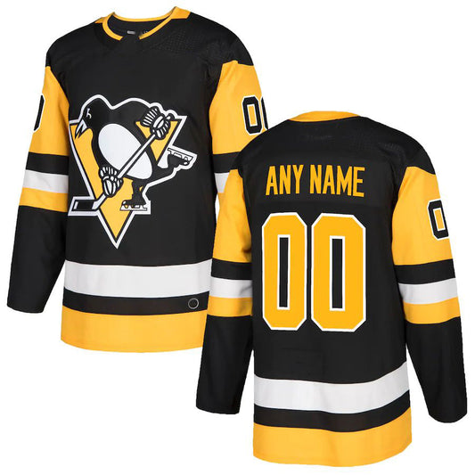 Custom P.Penguins Authentic Jersey Black Stitched American Hockey Jerseys CustomName