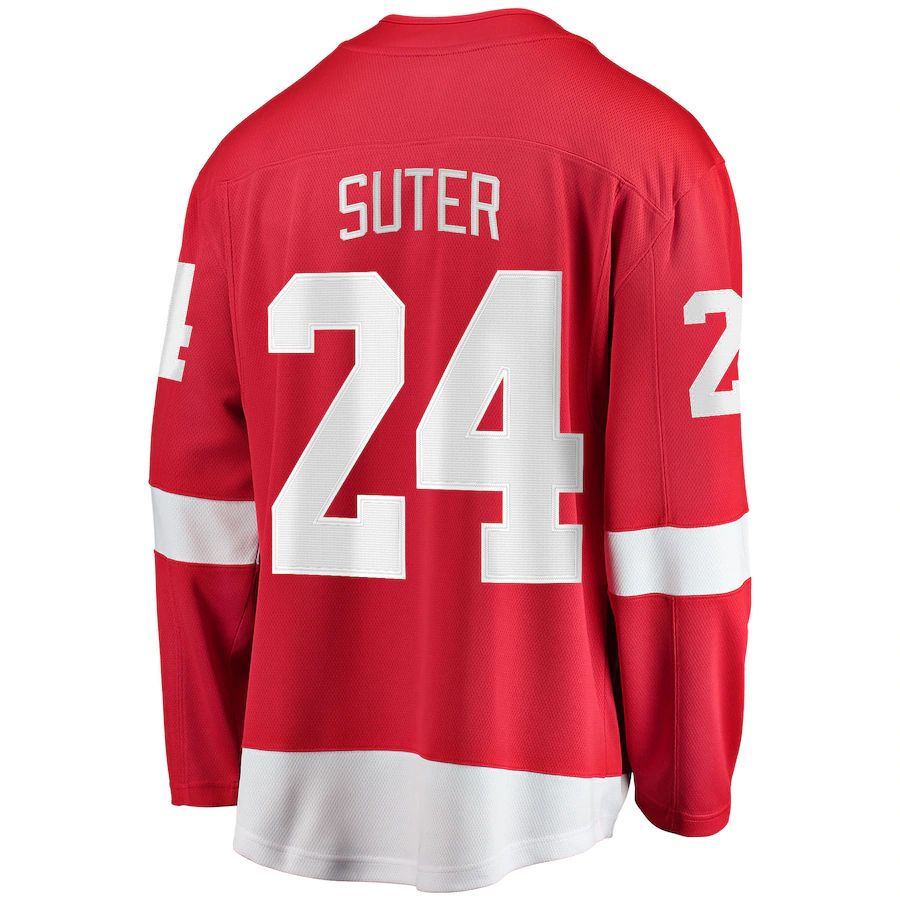 D.Red Wings #24 Pius Suter Fanatics Branded Home Breakaway Player Jersey Red Stitched American Hockey Jerseys CustomName