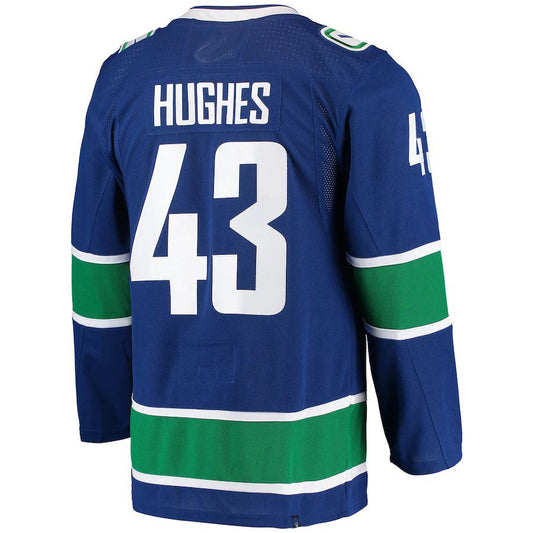 V.Canucks #43 Quinn Hughes Home Authentic Pro Player Jersey Blue Stitched American Hockey Jerseys CustomName