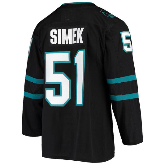 SJ.Sharks #51 Radim Simek Alternate Authentic Jersey Black Stitched American Hockey Jerseys CustomName