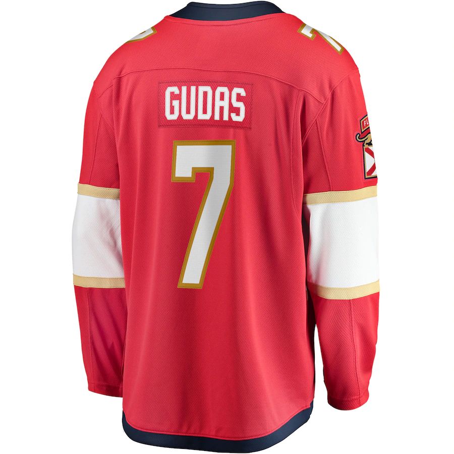 F.Panthers #7 Radko Gudas Fanatics Branded Home Breakaway Jersey Red Stitched American Hockey Jerseys CustomName
